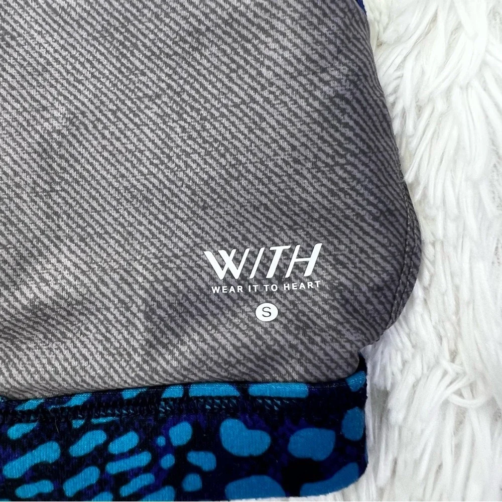 PELOTON wild‎ kite high neck sports bike bra Blue Black Butterfly Size Small